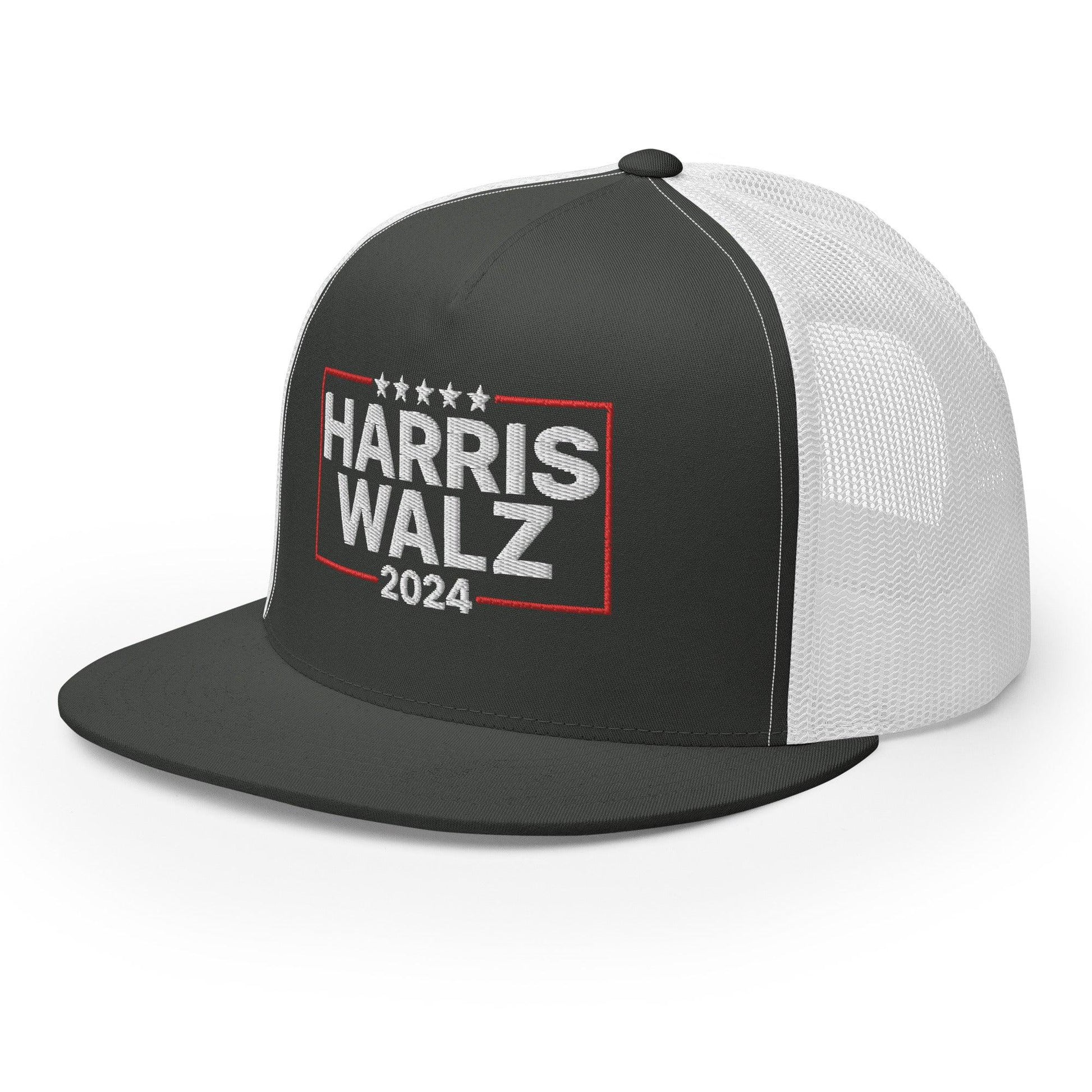 Harris Walz 2024 Flat Bill Brim Trucker Hat