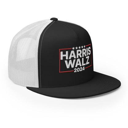 Harris Walz 2024 Flat Bill Brim Trucker Hat