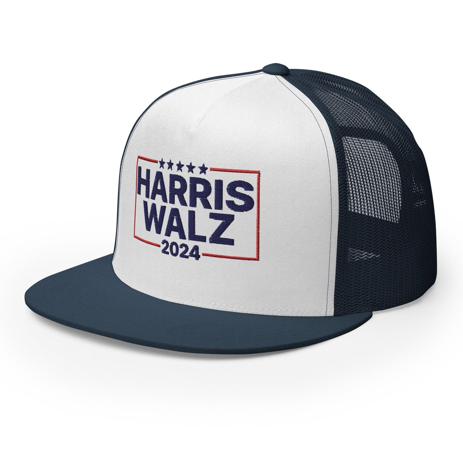 Harris Walz 2024 Flat Bill Brim Trucker Hat