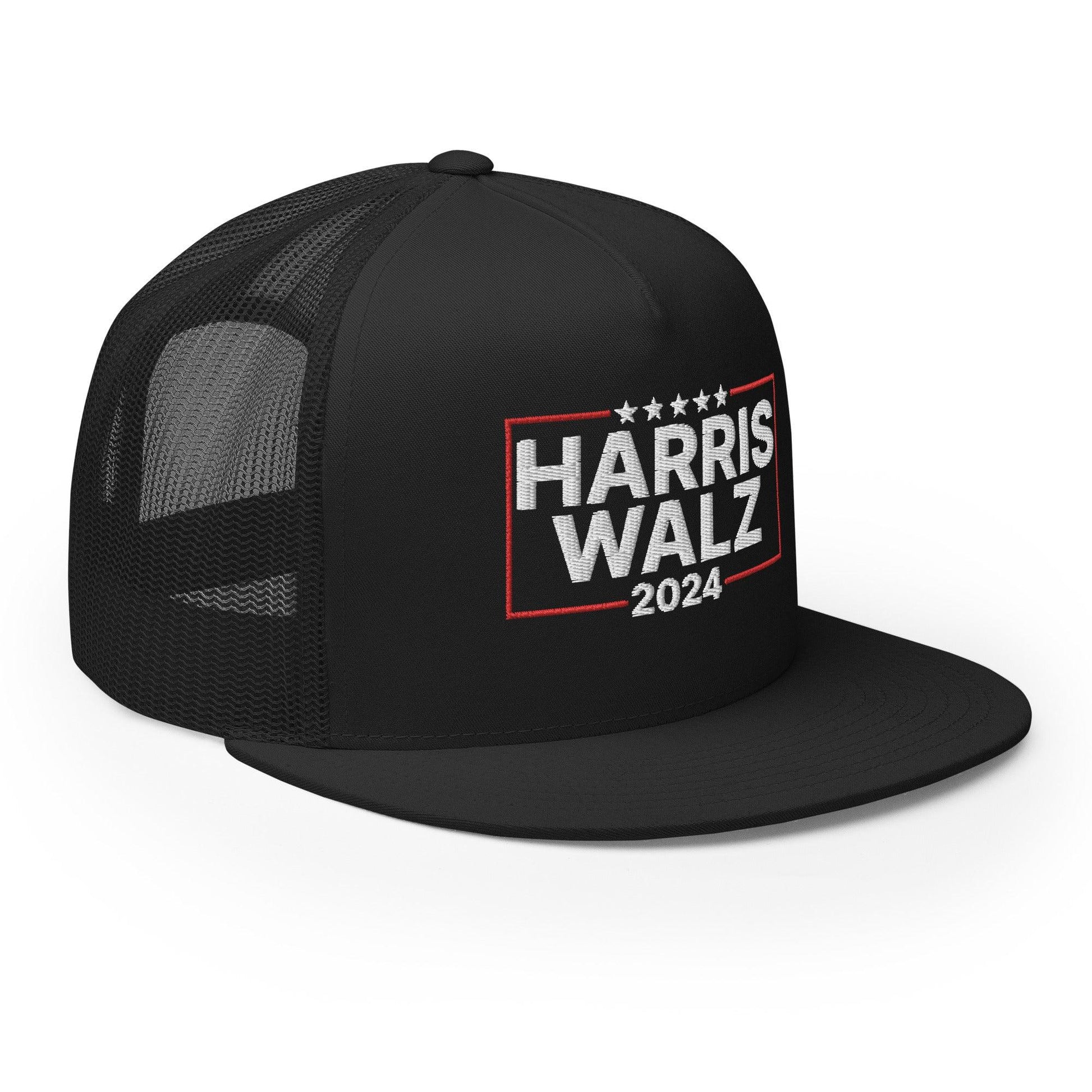 Harris Walz 2024 Flat Bill Brim Trucker Hat