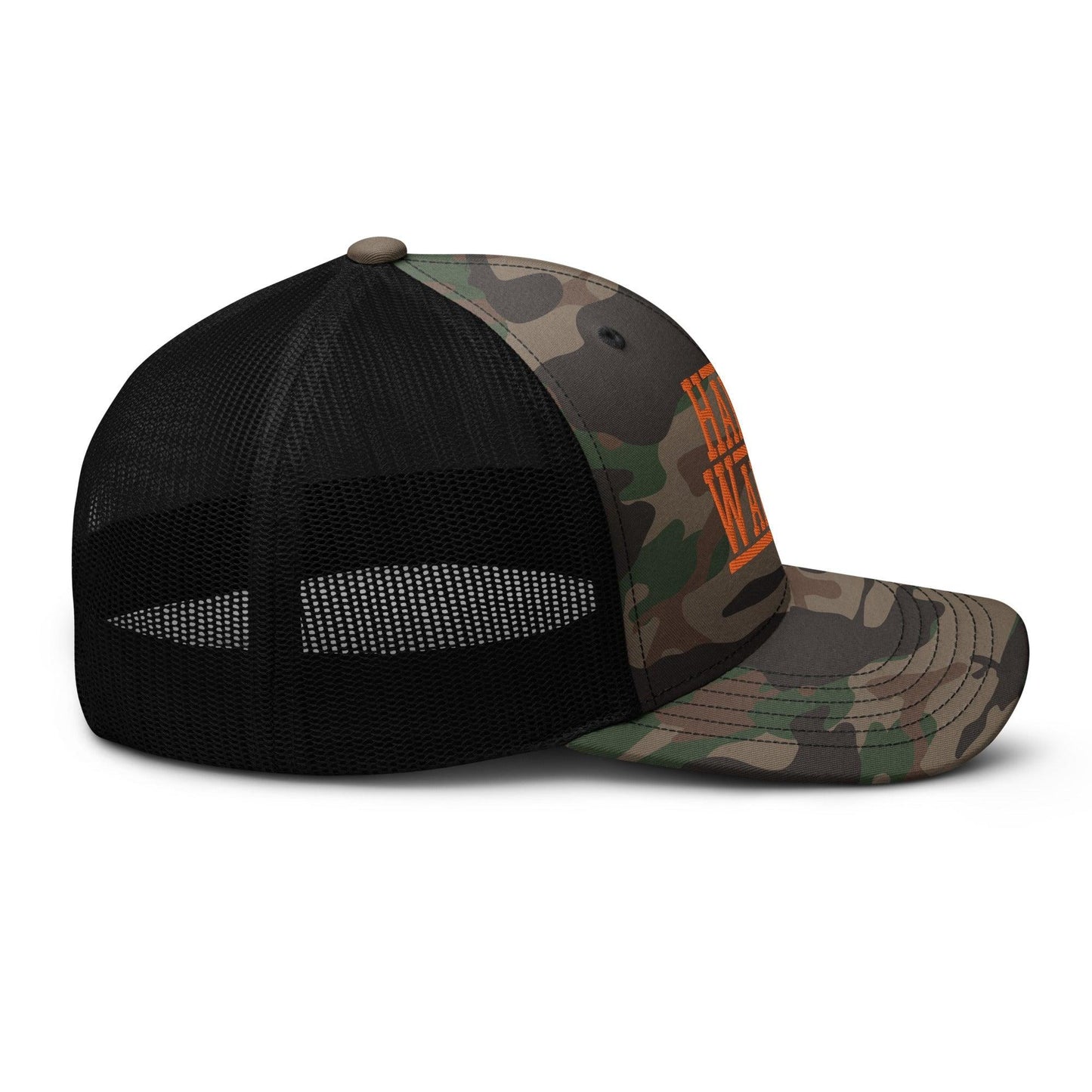 Harris Walz ’24 2024 Camo Trucker Hat Orange