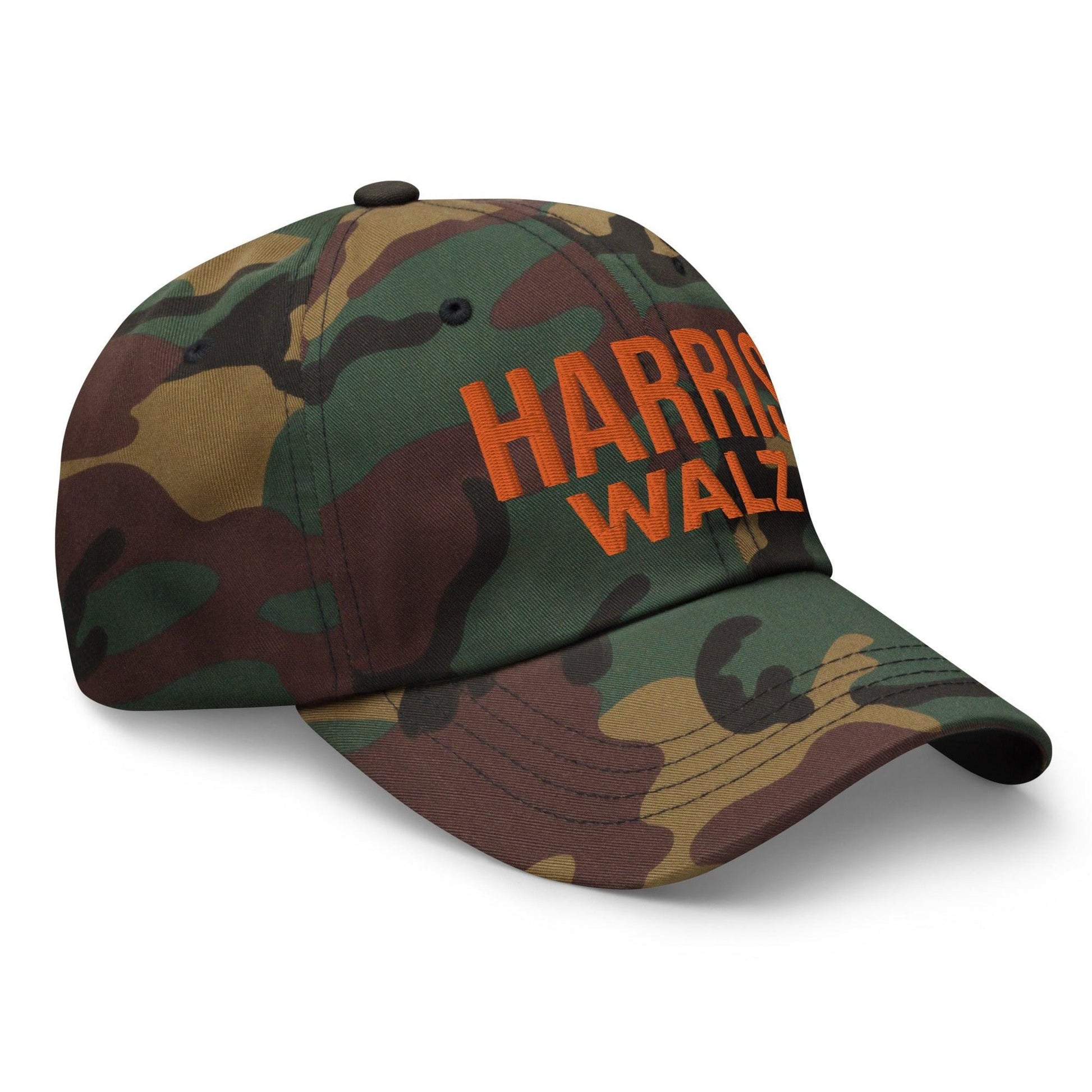 Harris Walz Embroidered Orange Camo Dad Hat