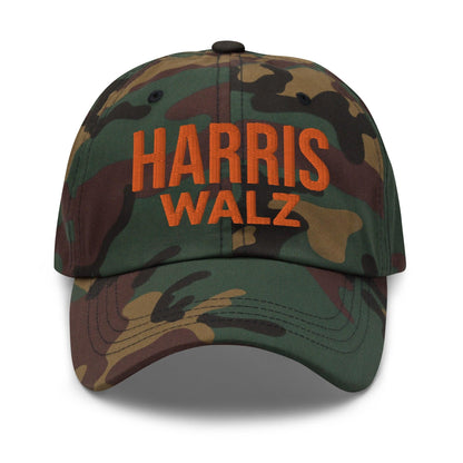 Harris Walz Embroidered Orange Camo Dad Hat