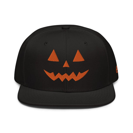 Harris Walz Jack-O’-Lantern Pumpkin Halloween Embroidered Flat Bill Brim High Crown Snapback Hat - Black