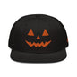 Harris Walz Jack-O’-Lantern Pumpkin Halloween Embroidered Flat Bill Brim High Crown Snapback Hat - Black