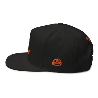 Harris Walz Jack-O’-Lantern Pumpkin Halloween Embroidered Flat Bill Brim 5 Panel Snapback Hat