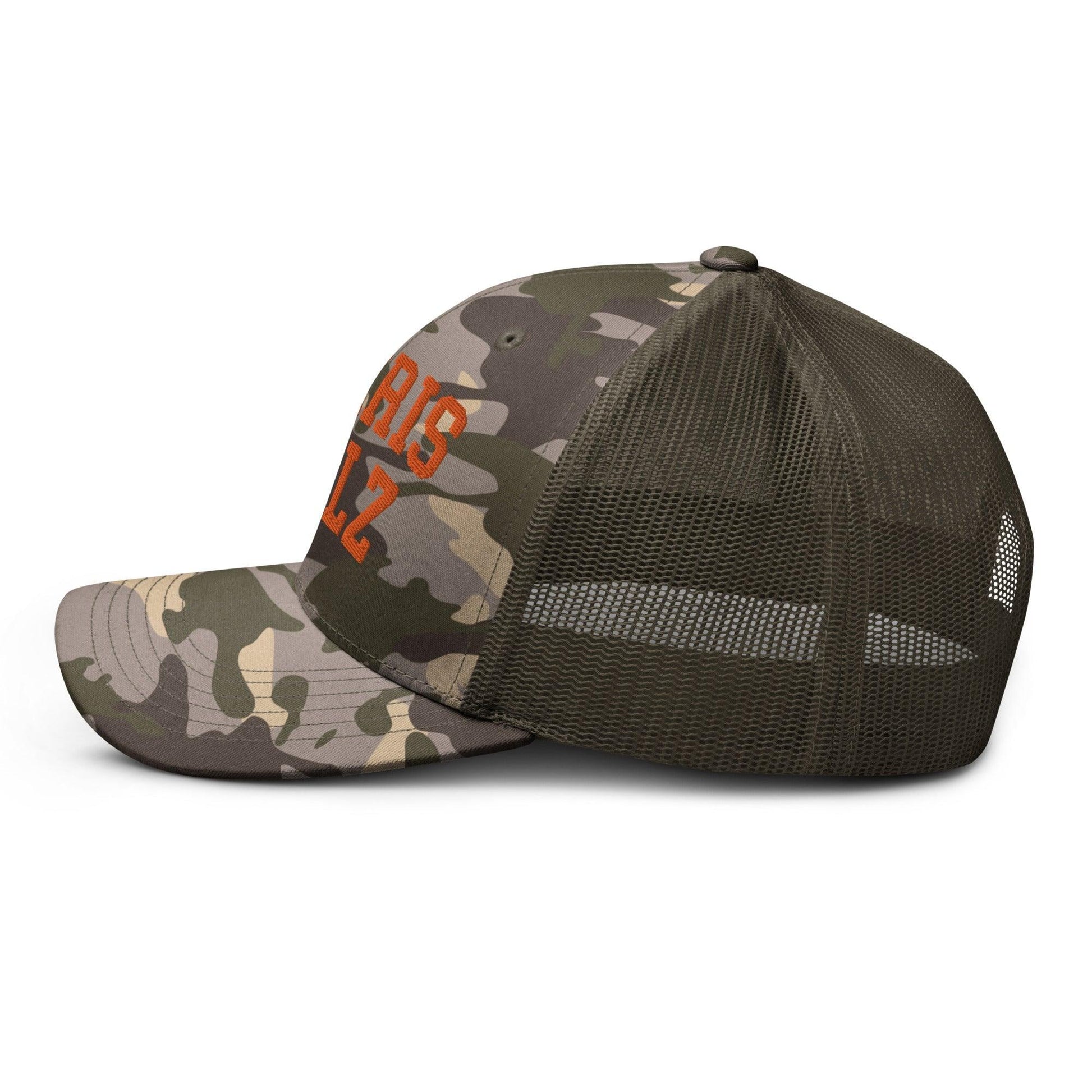Harris-Walz Midwest Princess Parody Embroidered Camo Trucker Hat Orange