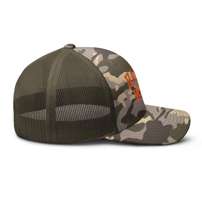 Harris-Walz Midwest Princess Parody Embroidered Camo Trucker Hat Orange