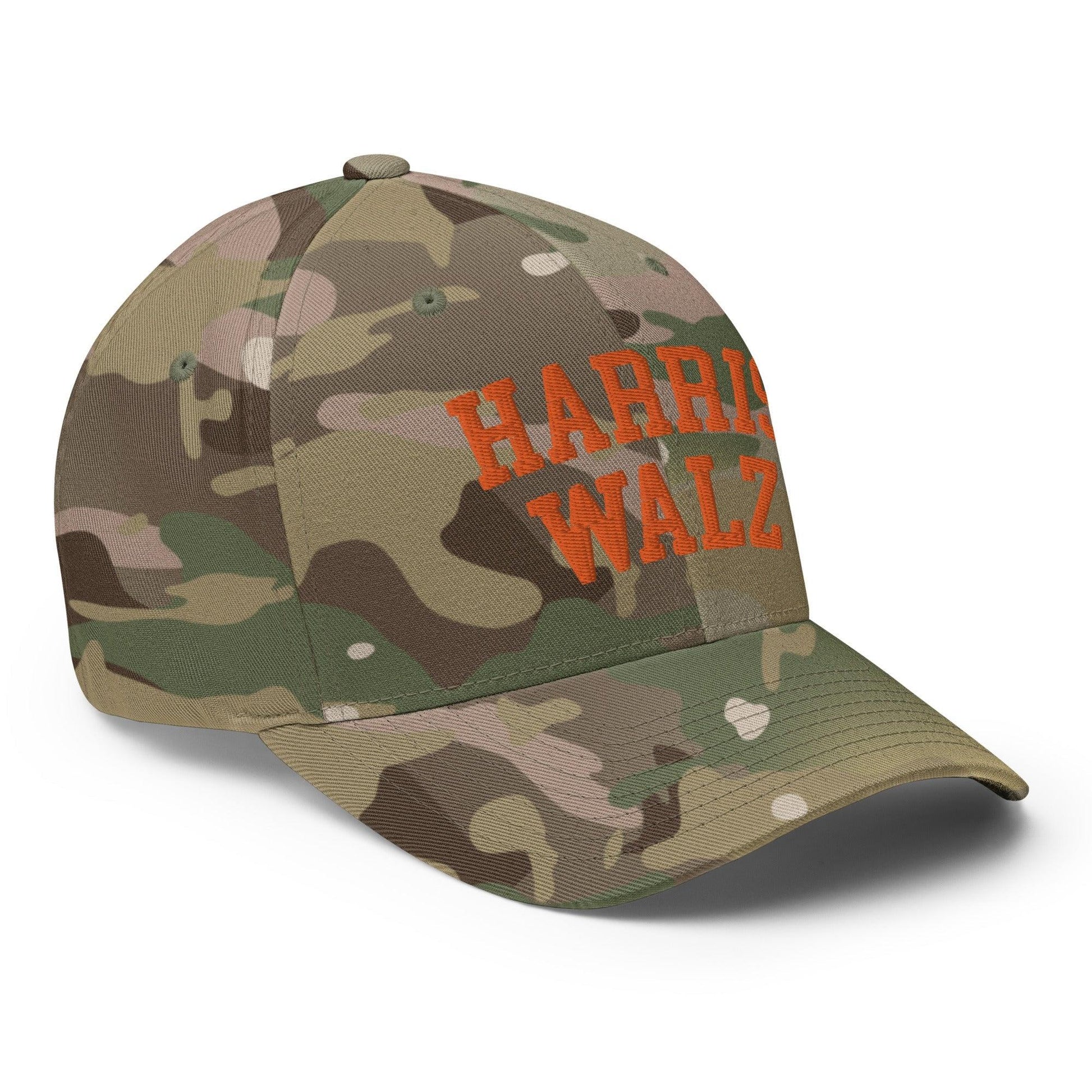 Harris-Walz Midwest Princess Parody Embroidered Stretch Fit Baseball Hat Orange Camo
