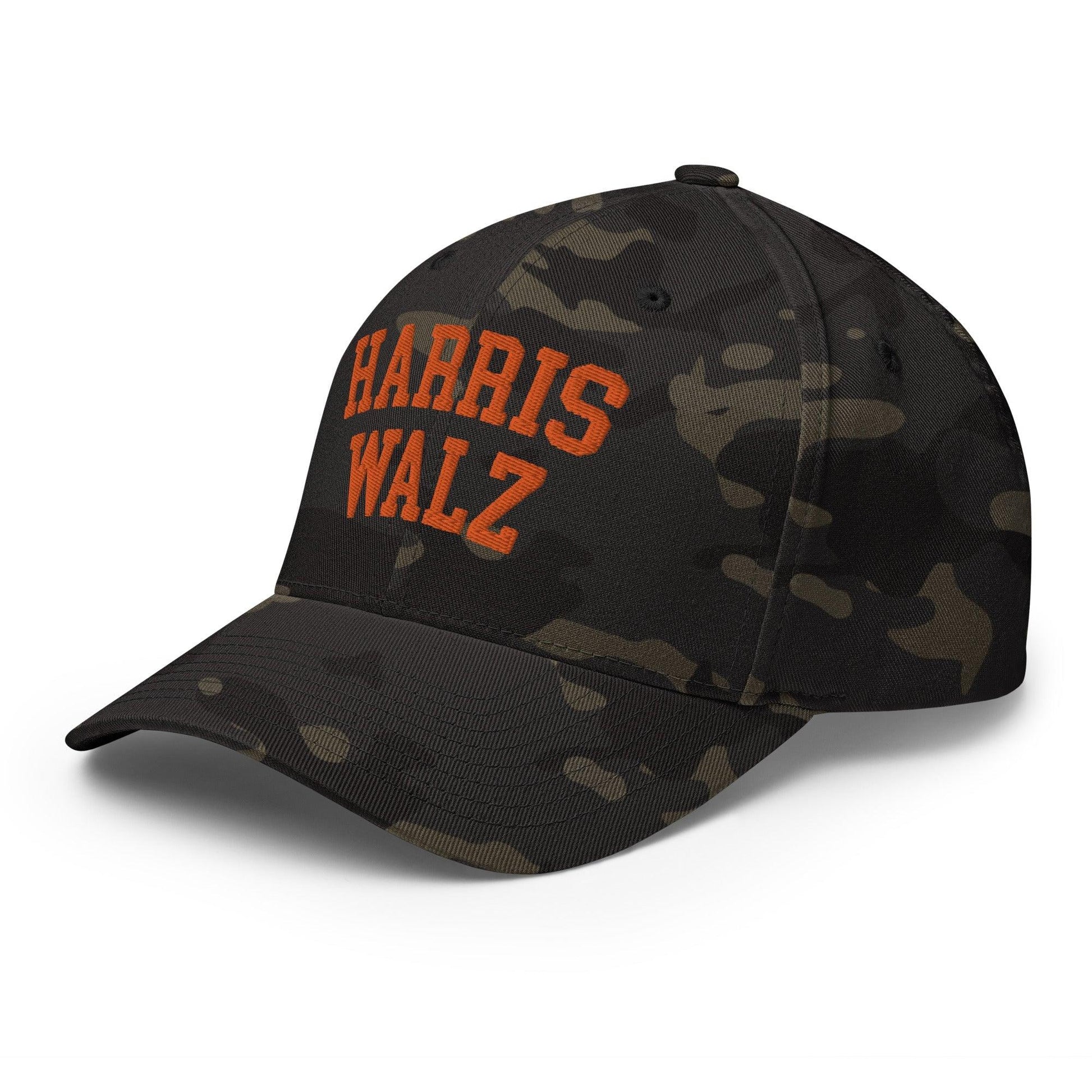 Harris-Walz Midwest Princess Parody Embroidered Stretch Fit Baseball Hat Orange Camo