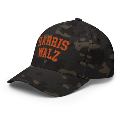 Harris-Walz Midwest Princess Parody Embroidered Stretch Fit Baseball Hat Orange Camo