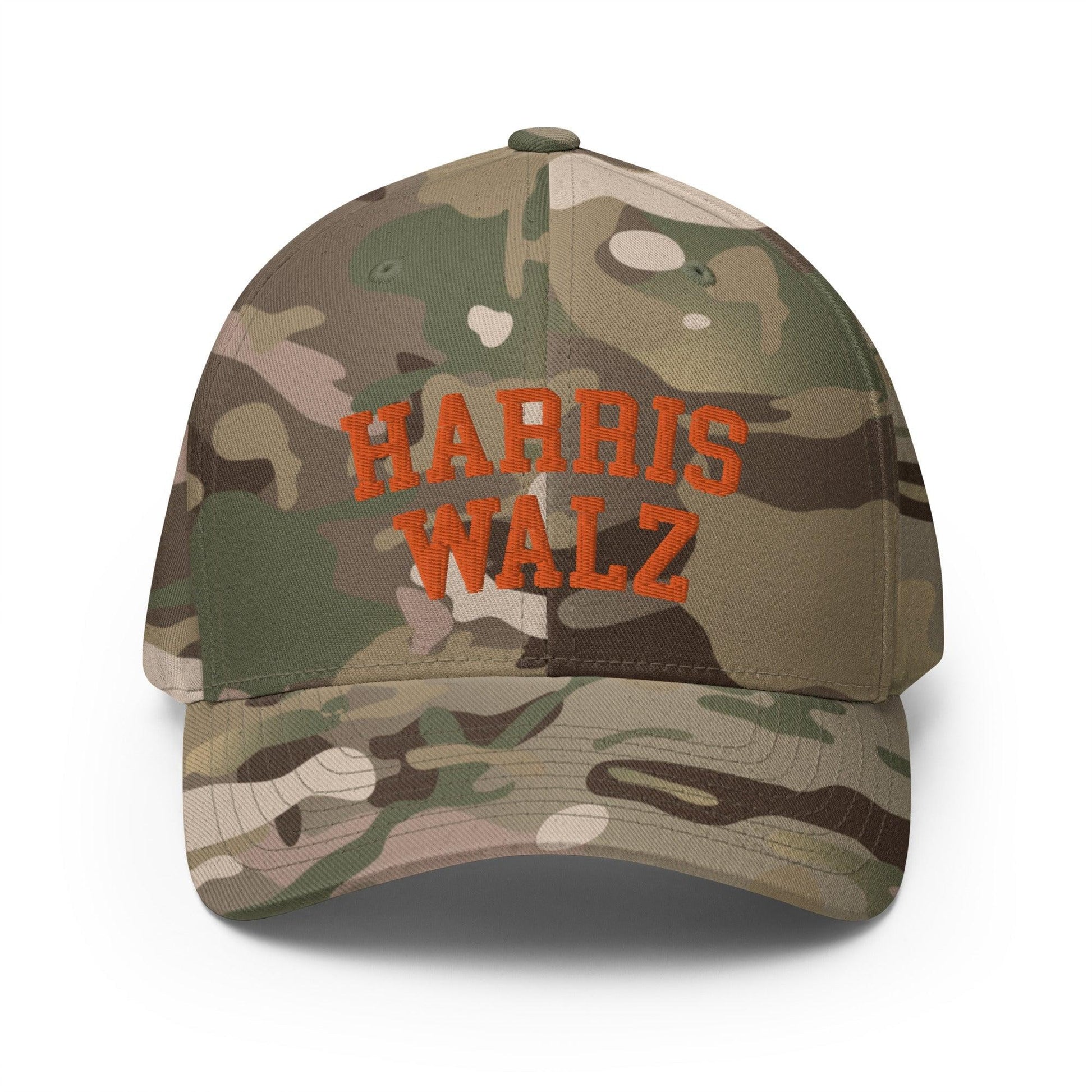 Harris-Walz Midwest Princess Parody Embroidered Stretch Fit Baseball Hat Orange Camo - Multicam Green / S/M