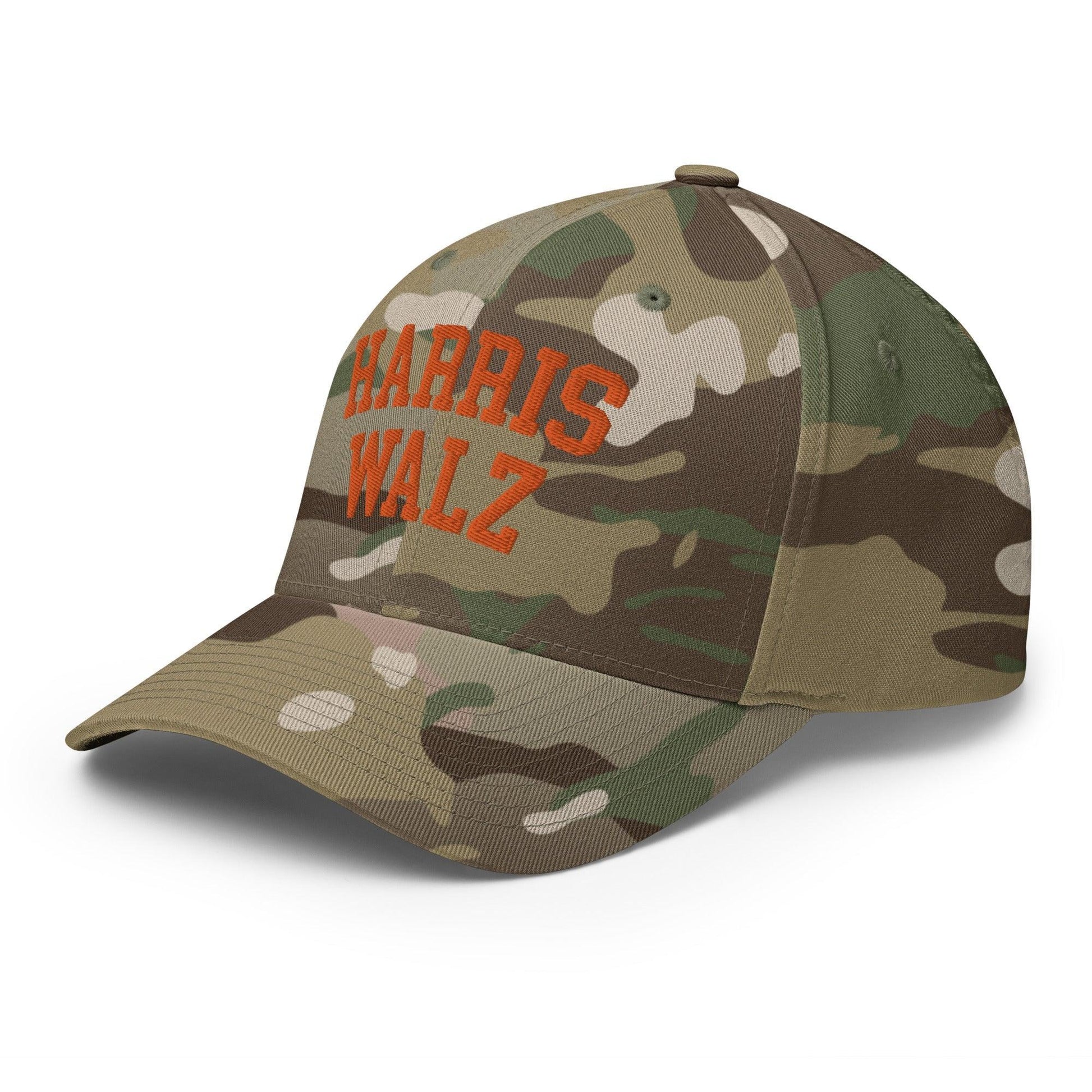 Harris-Walz Midwest Princess Parody Embroidered Stretch Fit Baseball Hat Orange Camo