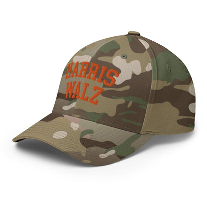 Harris-Walz Midwest Princess Parody Embroidered Stretch Fit Baseball Hat Orange Camo