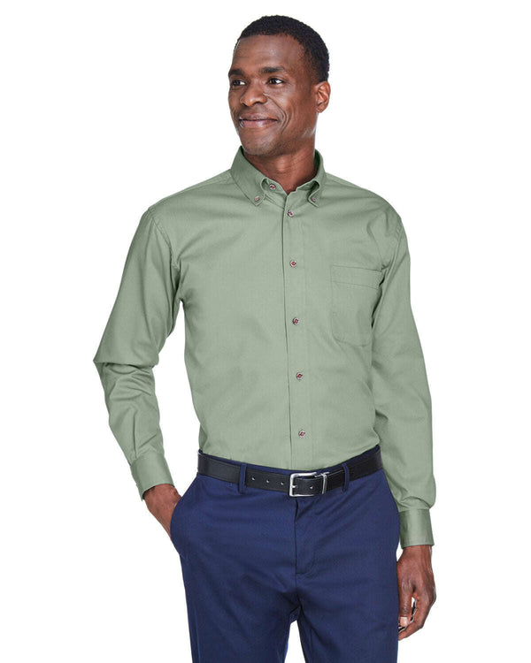 Harriton Men’s Easy Blend™ Long-Sleeve Twill Shirt with Stain-Release M500 - Woven Shirts