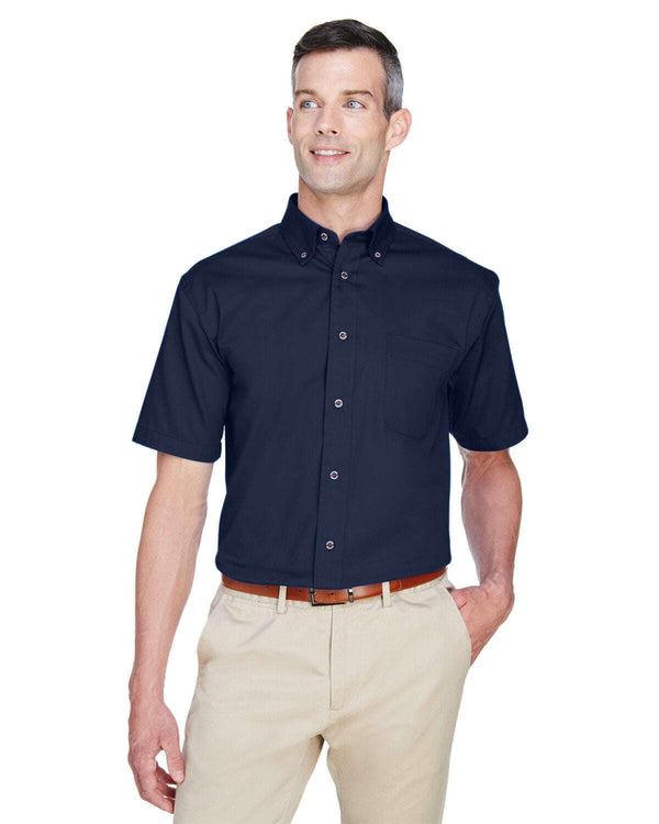 Harriton Men’s Easy Blend™ Short-Sleeve Twill Shirt with Stain-Release M500S - Woven Shirts