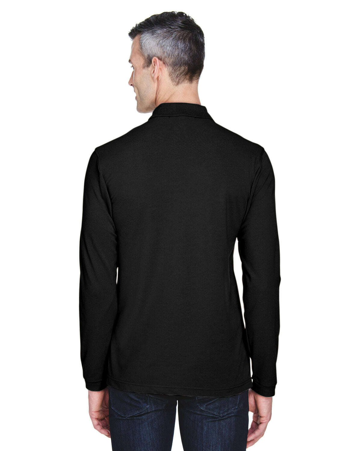 Polos-Harriton Men's Easy Blend™ Long-Sleeve Polo M265L-torontoscreenprinting.ca