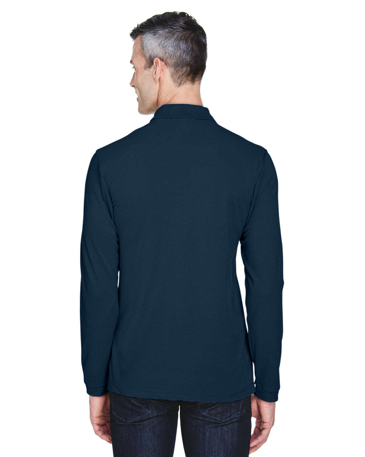 Polos-Harriton Men's Easy Blend™ Long-Sleeve Polo M265L-torontoscreenprinting.ca