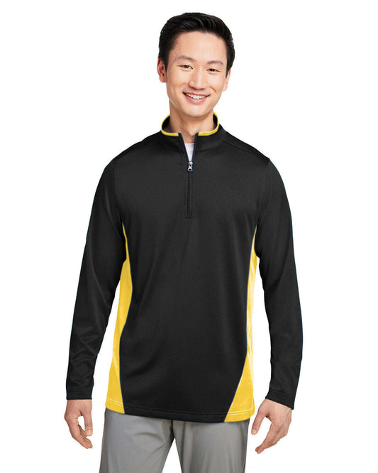 Knits And Layering-Harriton Men's Flash Snag Protection Plus IL Colorblock Quarter-Zip M786-torontoscreenprinting.ca