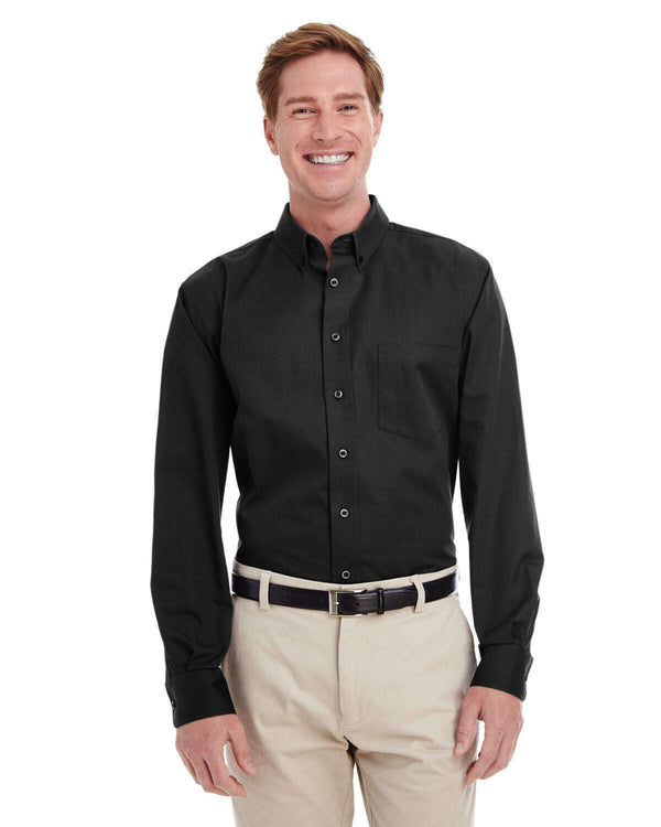 Harriton Men’s Foundation Cotton Long-Sleeve Twill Shirt with Teflon™ M581 - Woven Shirts