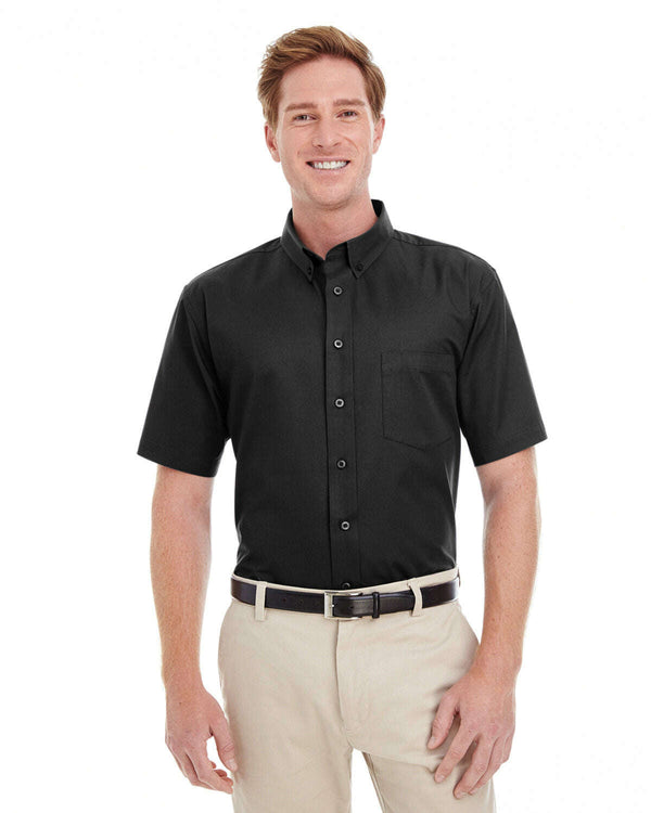 Harriton Men’s Foundation Cotton Short-Sleeve Twill Shirt with Teflon™ M582 - Woven Shirts