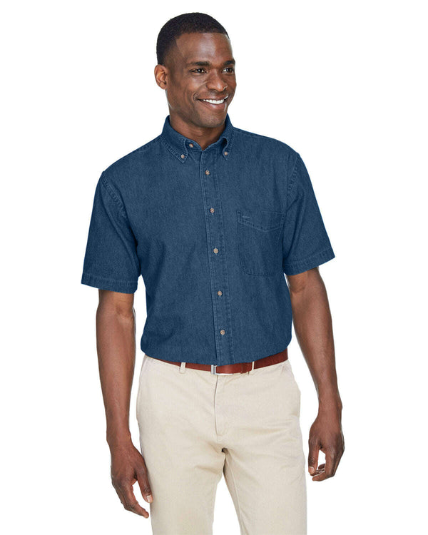 Harriton Men’s Short-Sleeve Denim Shirt M550S - Woven Shirts