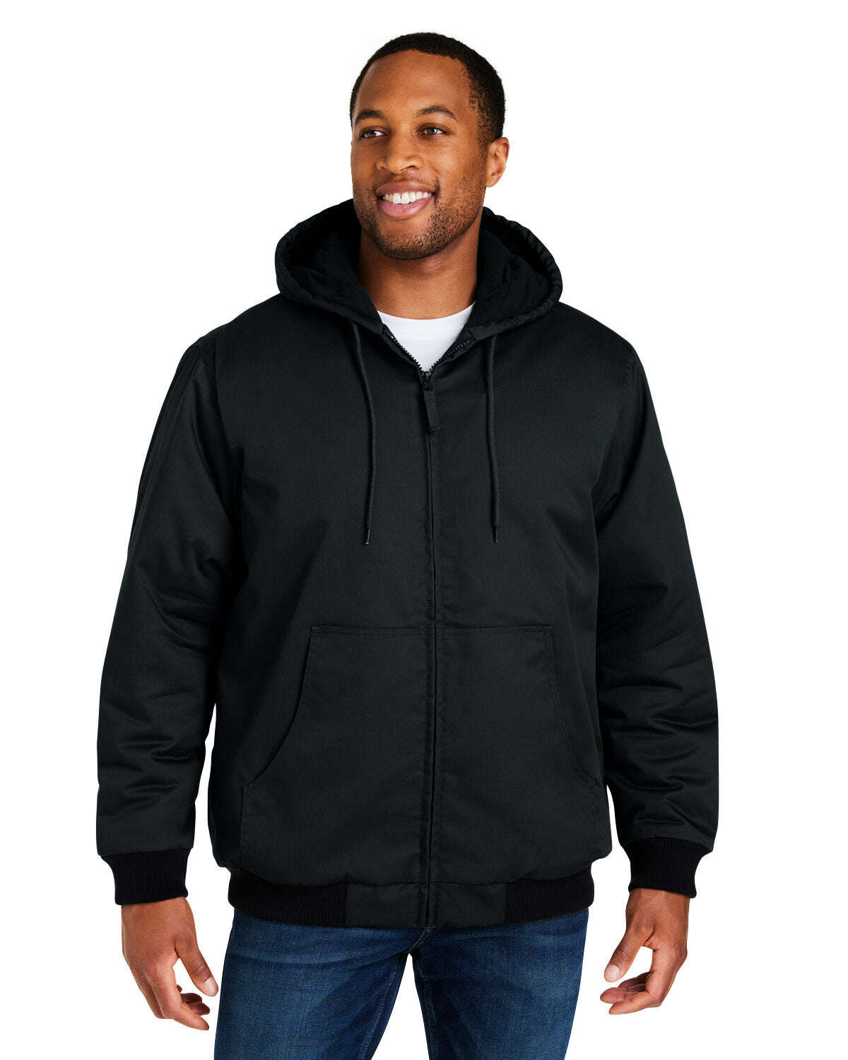 Outerwear-Harriton Men's Tall ClimaBloc® Heavyweight Hooded Full-Zip Jacket M722T-torontoscreenprinting.ca