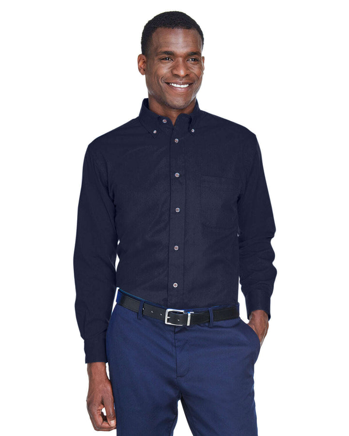 Harriton Men’s Tall Easy Blend™ Long-Sleeve Twill Shirt with Stain-Release M500T - Woven Shirts