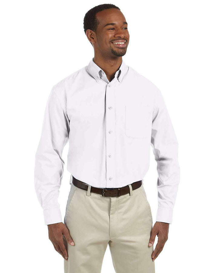 Harriton Men’s Tall Essential Poplin M510T - WHITE / XLT - Woven Shirts