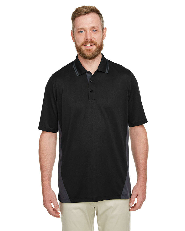 Harriton Men’s Tall Flash Snag Protection Plus IL Colorblock Polo M386T - BLACK / DK CHARCL / XLT - Polos