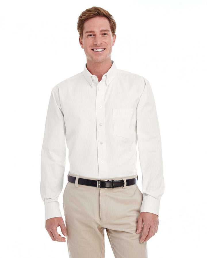 Harriton Men’s Tall Foundation Cotton Long-Sleeve Twill Shirt with Teflon™ M581T - WHITE / XLT - Woven Shirts