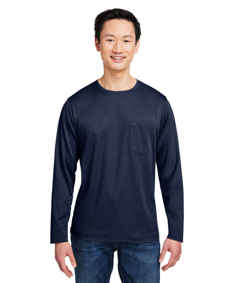 Harriton Unisex Charge Snag and Soil Protect Long-Sleeve T-Shirt M118L - DARK NAVY / 5XL - T-Shirts