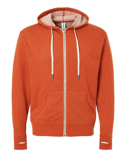 Heathered French Terry Full-Zip Hooded Sweatshirt PRM90HTZ - Burnt Orange Heather / XS - Full-Zip Hoodie
