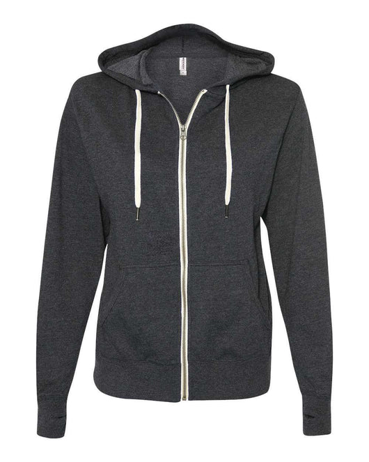 Heathered French Terry Full-Zip Hooded Sweatshirt PRM90HTZ - Charcoal Heather / XS - Full-Zip Hoodie