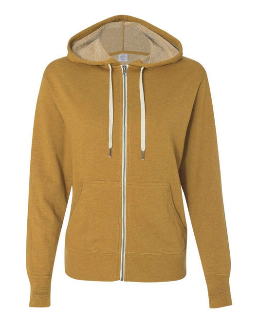 Heathered French Terry Full-Zip Hooded Sweatshirt PRM90HTZ - Golden Wheat Heather / XS - Full-Zip Hoodie