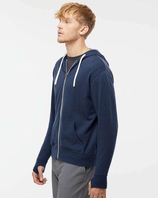 Heathered French Terry Full-Zip Hooded Sweatshirt PRM90HTZ - Full-Zip Hoodie