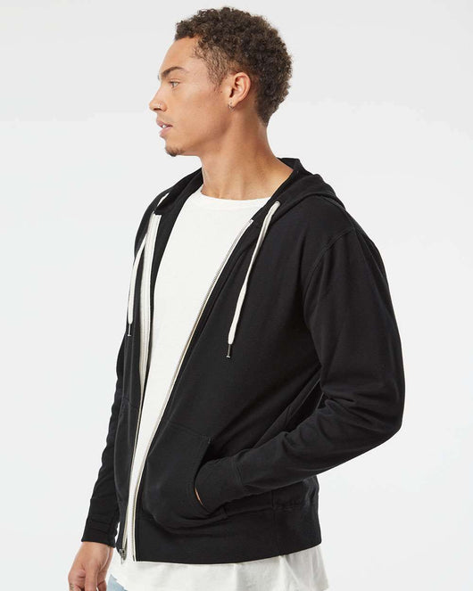 Heathered French Terry Full-Zip Hooded Sweatshirt PRM90HTZ - Full-Zip Hoodie