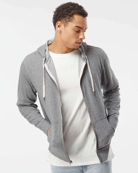 Heathered French Terry Full-Zip Hooded Sweatshirt PRM90HTZ - Full-Zip Hoodie