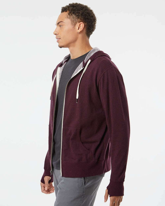 Heathered French Terry Full-Zip Hooded Sweatshirt PRM90HTZ - Full-Zip Hoodie