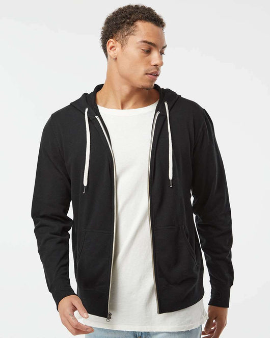 Heathered French Terry Full-Zip Hooded Sweatshirt PRM90HTZ - Full-Zip Hoodie