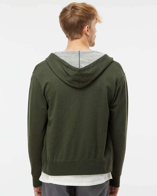 Heathered French Terry Full-Zip Hooded Sweatshirt PRM90HTZ - Full-Zip Hoodie
