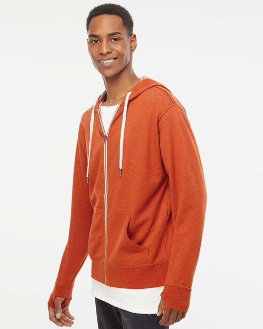 Heathered French Terry Full-Zip Hooded Sweatshirt PRM90HTZ - Full-Zip Hoodie