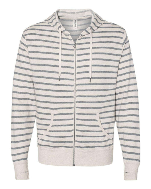 Heathered French Terry Full-Zip Hooded Sweatshirt PRM90HTZ - Oatmeal Heather / XS - Full-Zip Hoodie