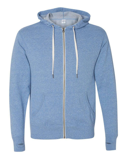 Heathered French Terry Full-Zip Hooded Sweatshirt PRM90HTZ - Sky Heather / XS - Full-Zip Hoodie