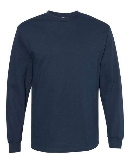 Navy blue long-sleeved shirt from Heavyweight Long Sleeve T-Shirt, ideal for custom apparel projects