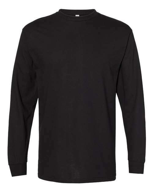 Black long-sleeved shirt from Heavyweight Long Sleeve T-Shirt, ideal for custom apparel projects
