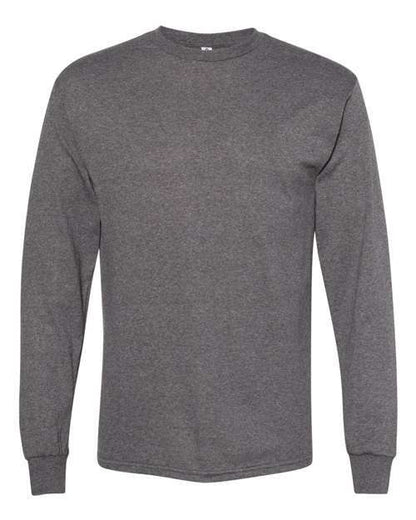 Gray long-sleeved heavyweight T-shirt ideal for custom apparel and classic tee projects