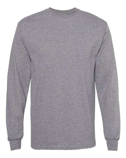 Gray long-sleeved T-shirt from Heavyweight Long Sleeve T-Shirt, ideal for custom apparel projects