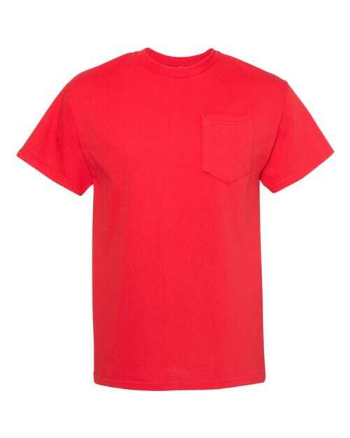 Red pocket T-shirt from Heavyweight Pocket T-Shirt, ideal for custom apparel and everyday wear