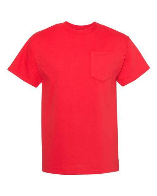 Red pocket t-shirt from Heavyweight Pocket T-Shirt, ideal for custom apparel and everyday wear